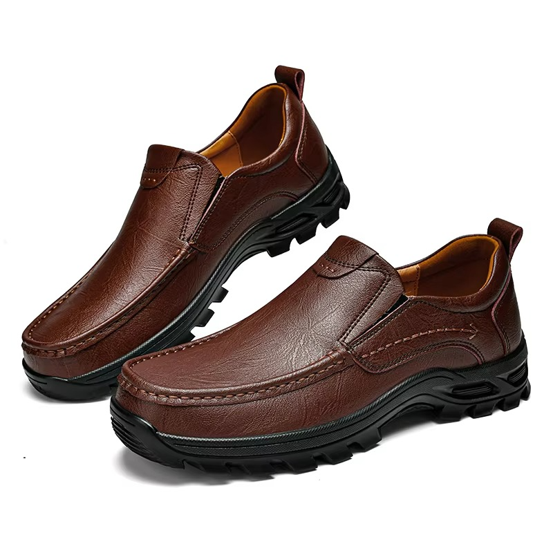 MAXON™ Brown Slip-On Leather Casual Shoes