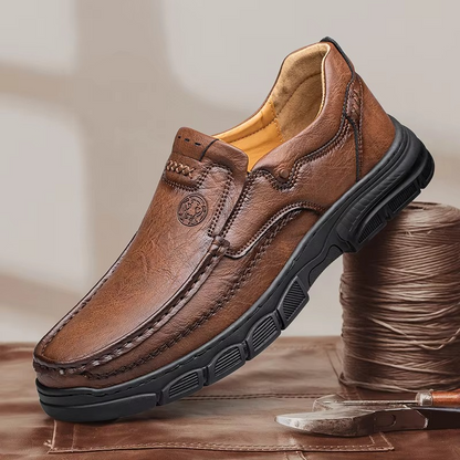 MAXON™ Brown Handmade Thick Rubber Casual Leather Loafers