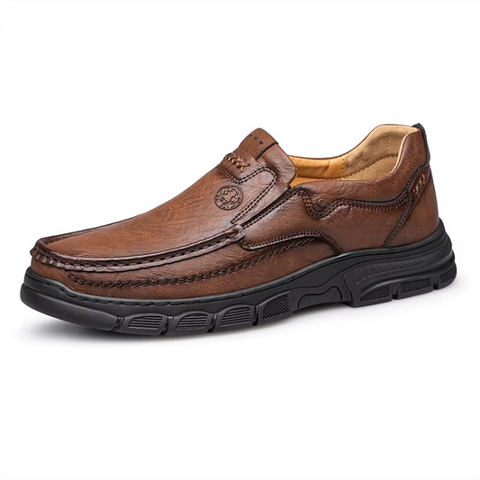 MAXON™ Brown Handmade Thick Rubber Casual Leather Loafers