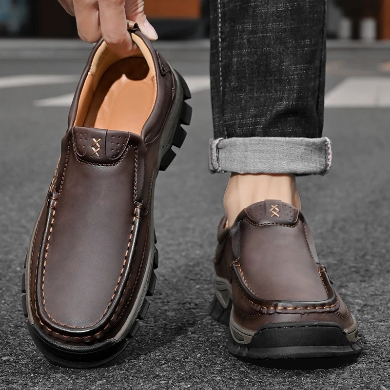 MAXON™ Dark Brown Retro Style Leather Comfort Casual Shoes