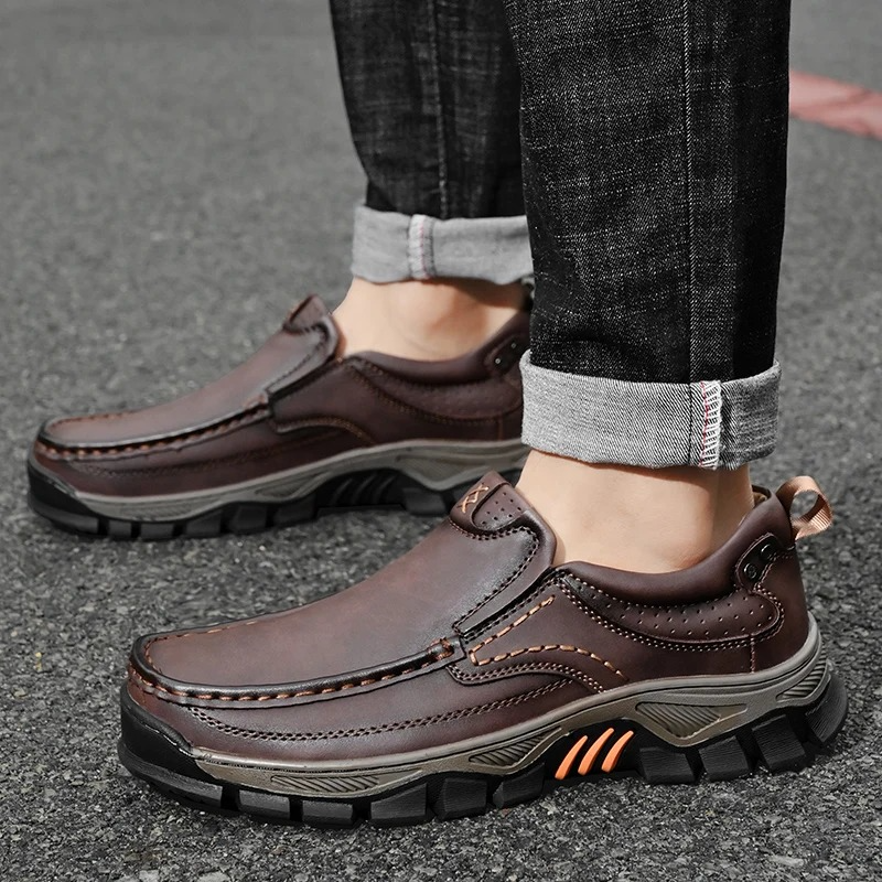 MAXON™ Dark Brown Retro Style Leather Comfort Casual Shoes