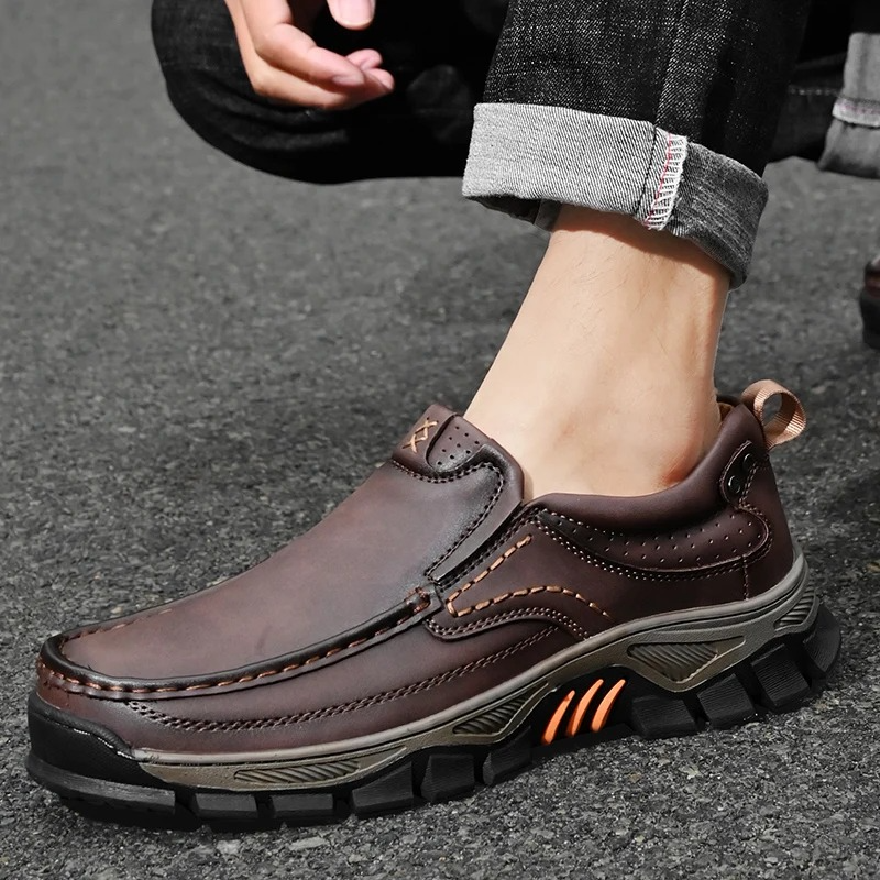 MAXON™ Dark Brown Retro Style Leather Comfort Casual Shoes