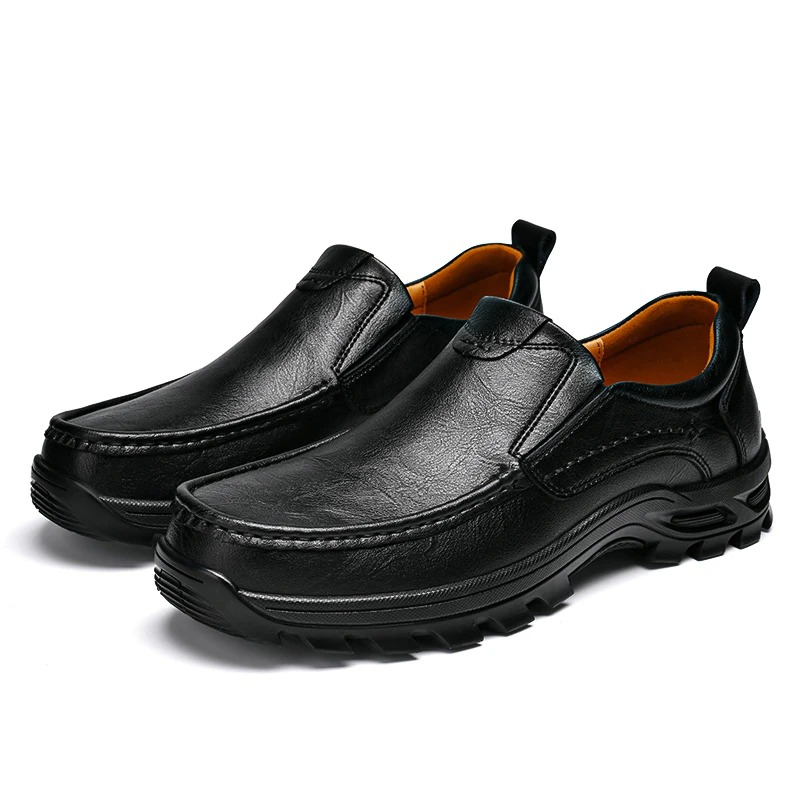 MAXON™ Black Slip-On Leather Casual Shoes