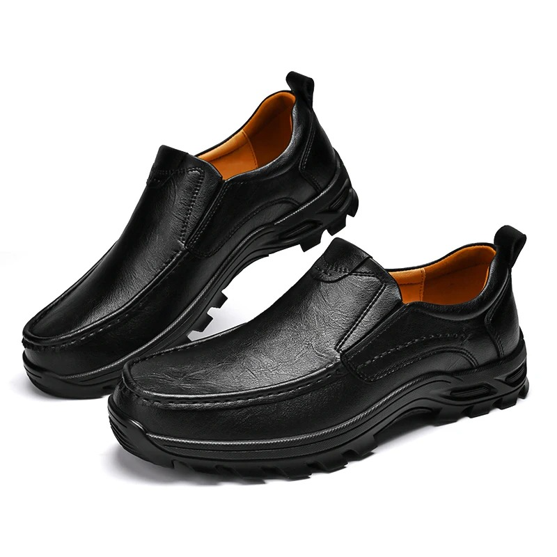 MAXON™ Black Slip-On Leather Casual Shoes