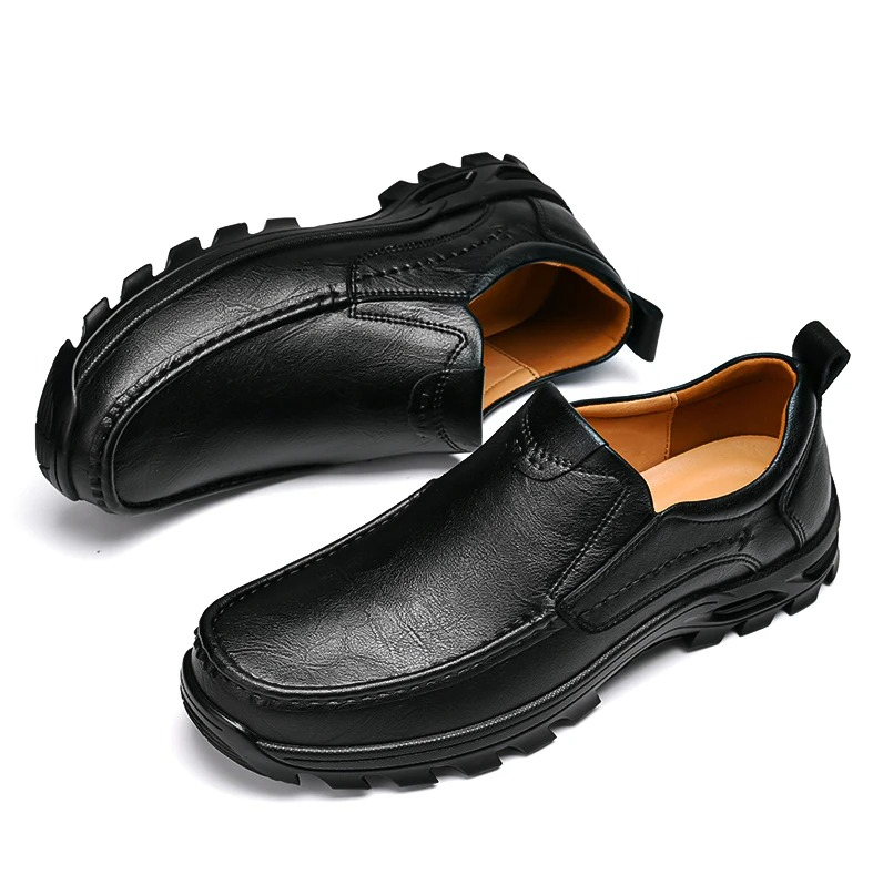 MAXON™ Black Slip-On Leather Casual Shoes