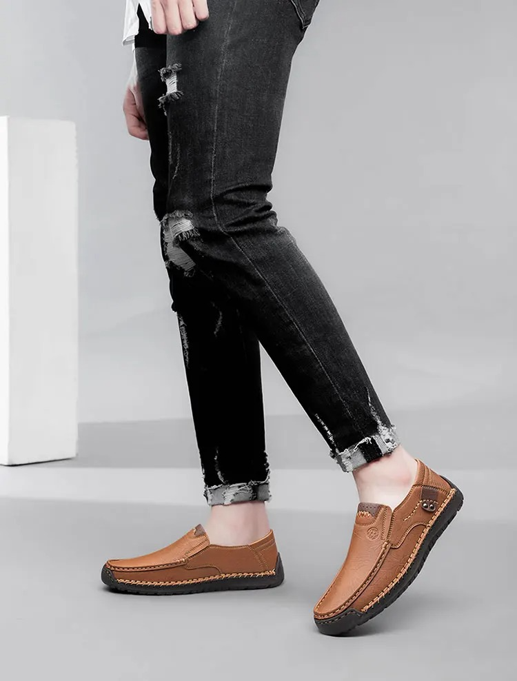 MAXON™ Light MAXON™ Brown Handmade Thick Rubber Casual Leather Shoes