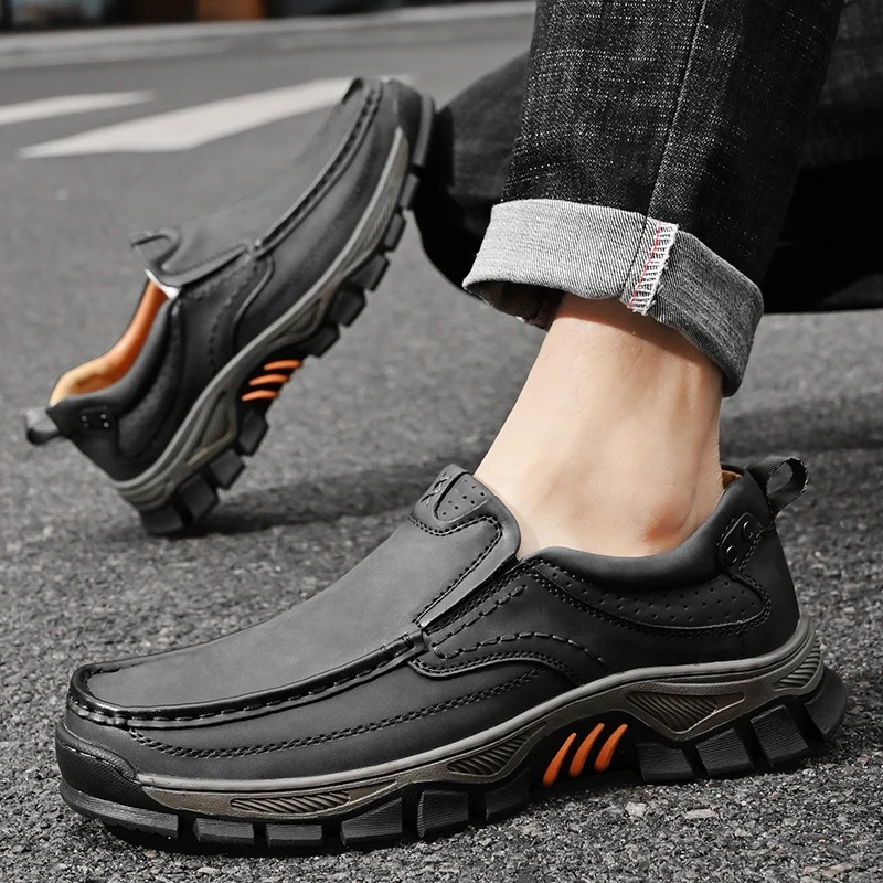 MAXON™ Gray Retro Style Leather Comfort Casual Shoes