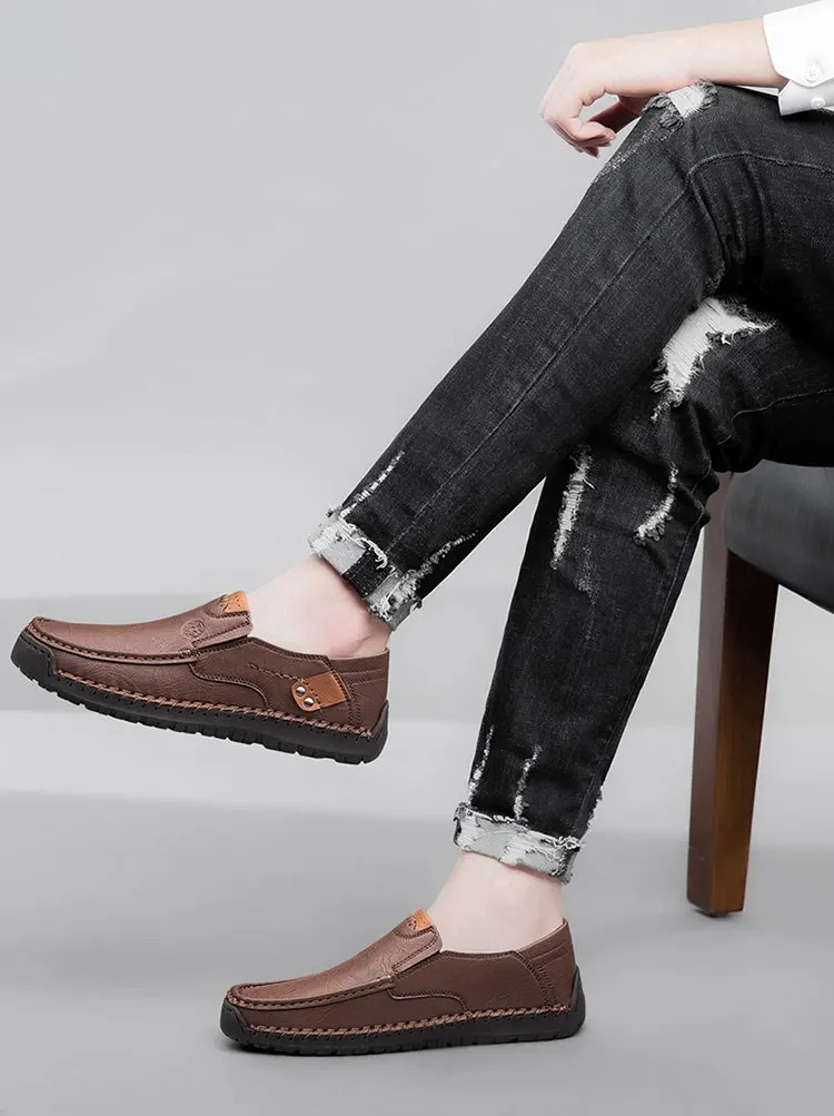 MAXON™ MAXON™ Brown Handmade Thick Rubber Casual Leather Shoes