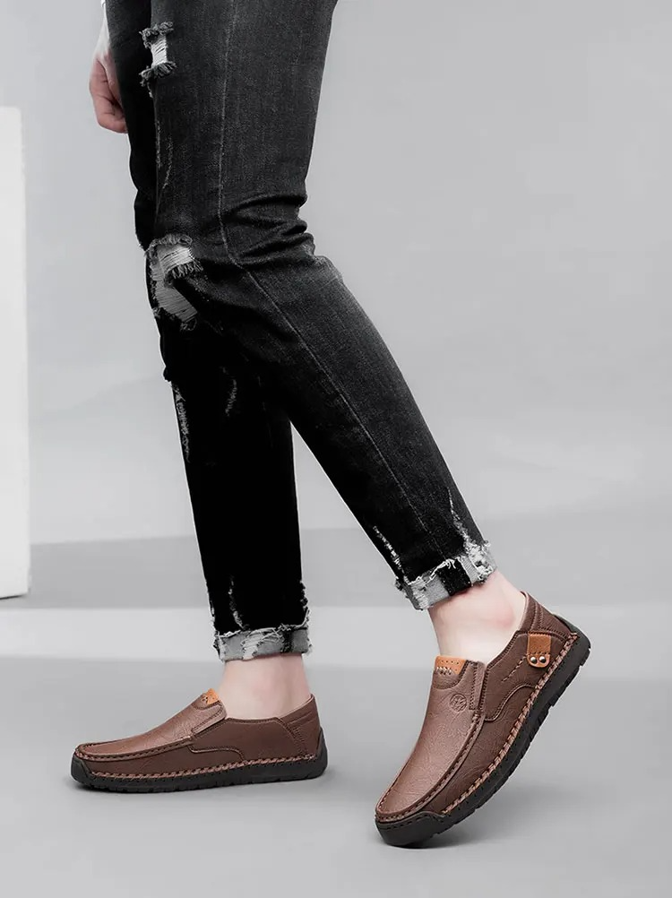 MAXON™ MAXON™ Brown Handmade Thick Rubber Casual Leather Shoes