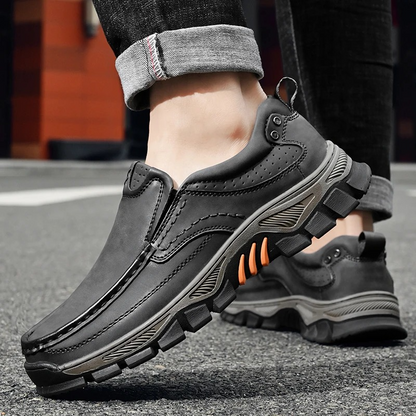 MAXON™ Gray Retro Style Leather Comfort Casual Shoes