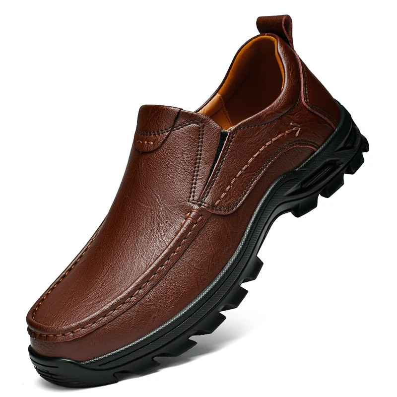 MAXON™ Brown Slip-On Leather Casual Shoes