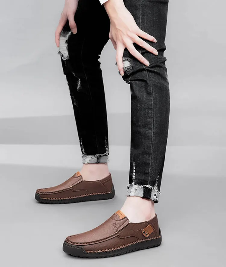 MAXON™ MAXON™ Brown Handmade Thick Rubber Casual Leather Shoes