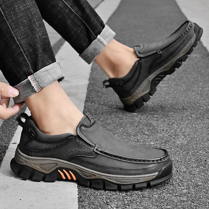 MAXON™ Gray Retro Style Leather Comfort Casual Shoes