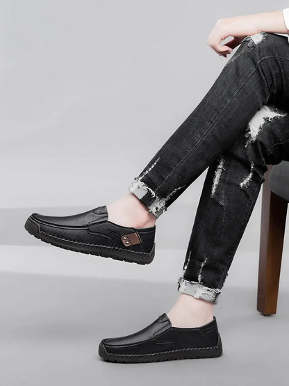 MAXON™ Black Handmade Thick Rubber Casual Leather Shoes