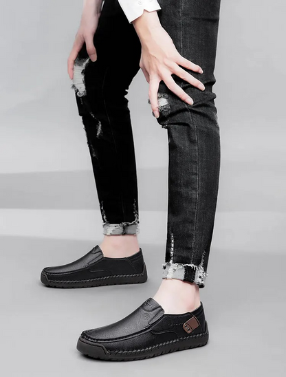 MAXON™ Black Handmade Thick Rubber Casual Leather Shoes