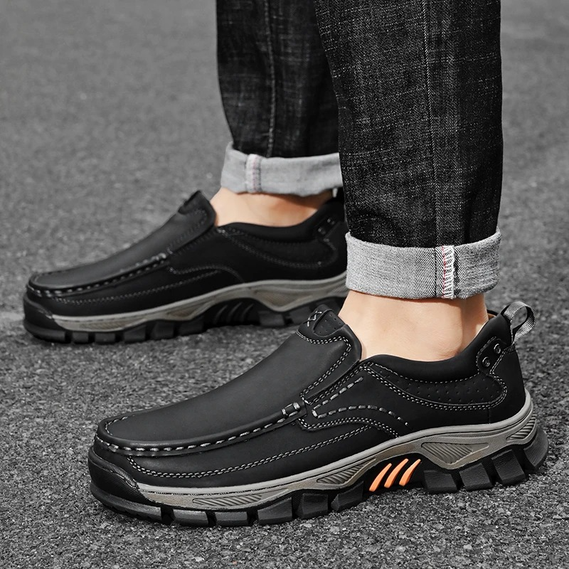 MAXON™ Black Retro Style Leather Comfort Casual Shoes