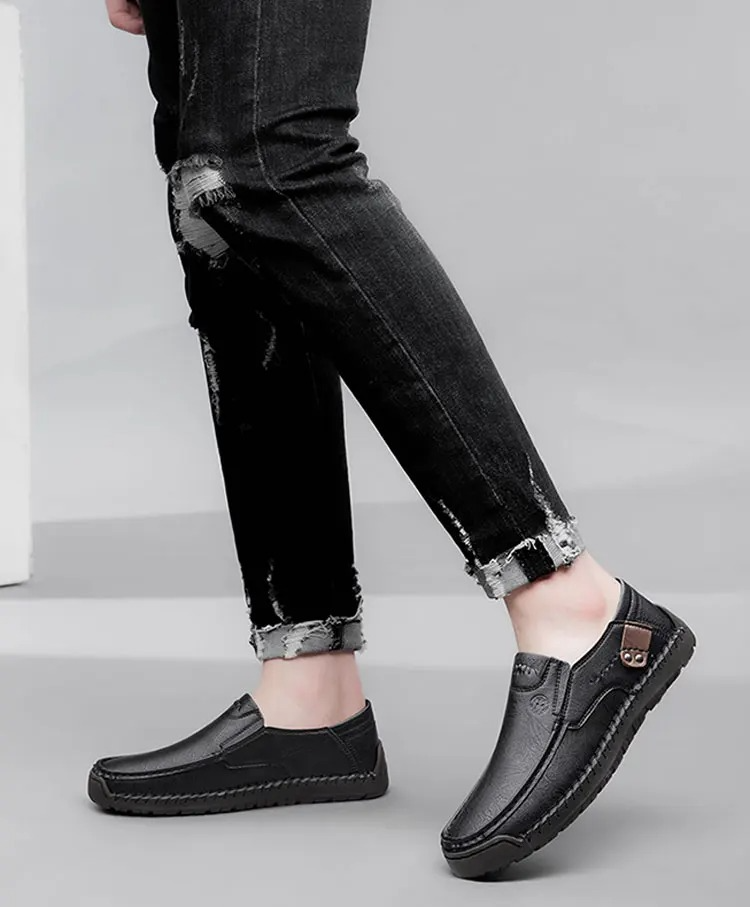 MAXON™ Black Handmade Thick Rubber Casual Leather Shoes