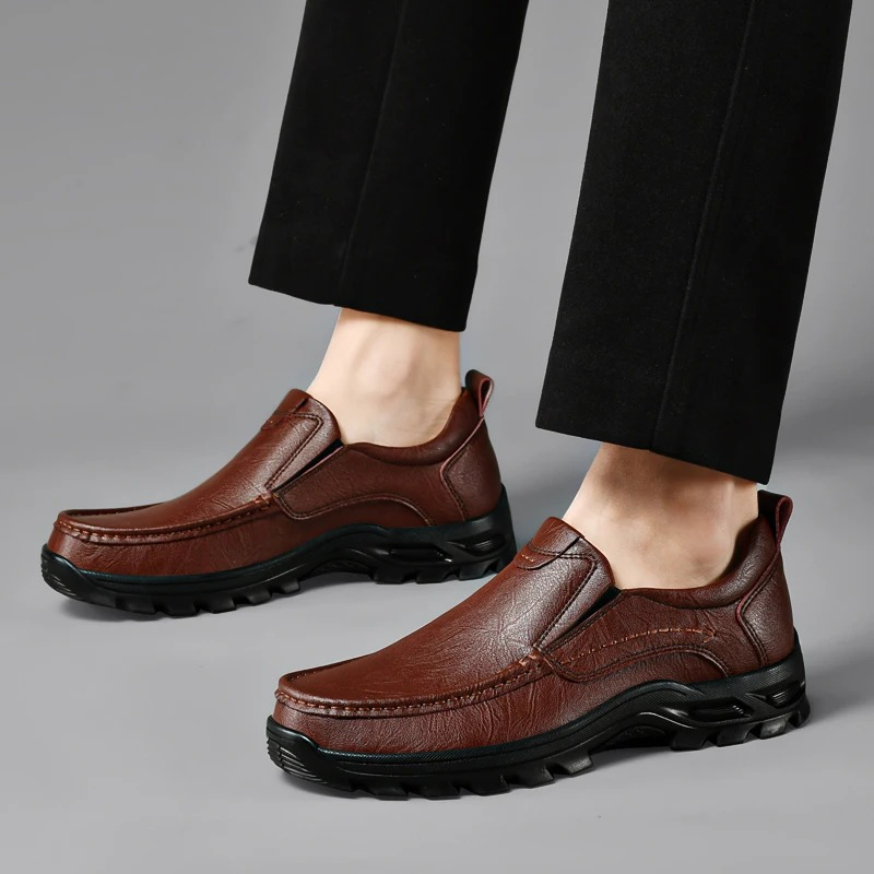 MAXON™ Brown Slip-On Leather Casual Shoes