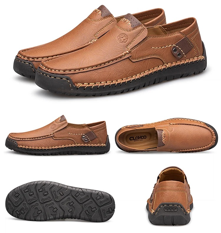 MAXON™ Light MAXON™ Brown Handmade Thick Rubber Casual Leather Shoes