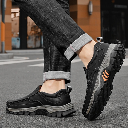 MAXON™ Black Retro Style Leather Comfort Casual Shoes