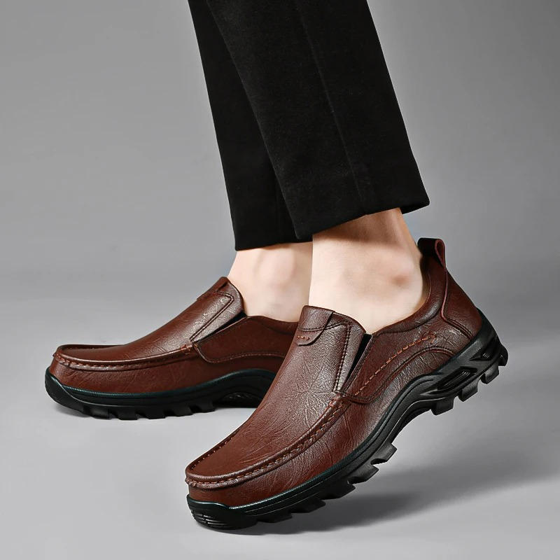 MAXON™ Brown Slip-On Leather Casual Shoes