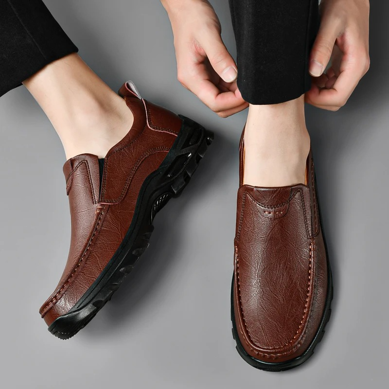 MAXON™ Brown Slip-On Leather Casual Shoes