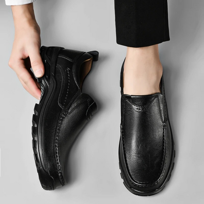 MAXON™ Black Slip-On Leather Casual Shoes
