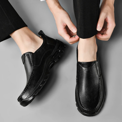 MAXON™ Black Slip-On Leather Casual Shoes