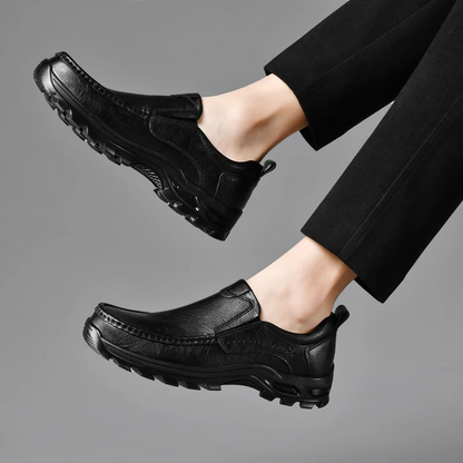 MAXON™ Black Slip-On Leather Casual Shoes