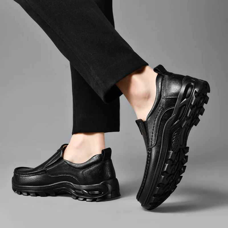 MAXON™ Black Slip-On Leather Casual Shoes